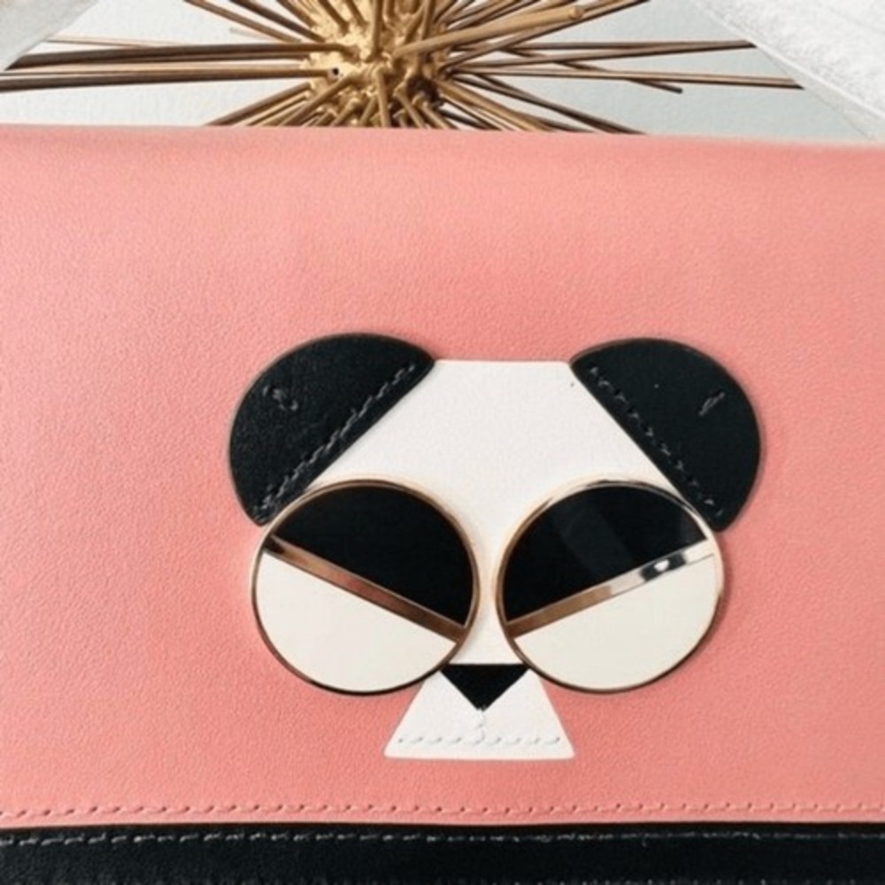 Kate Spade Gentle Panda Crossbody‎ Leather Wallet Bag, Pink/Black, NWT - Picture 16 of 16
